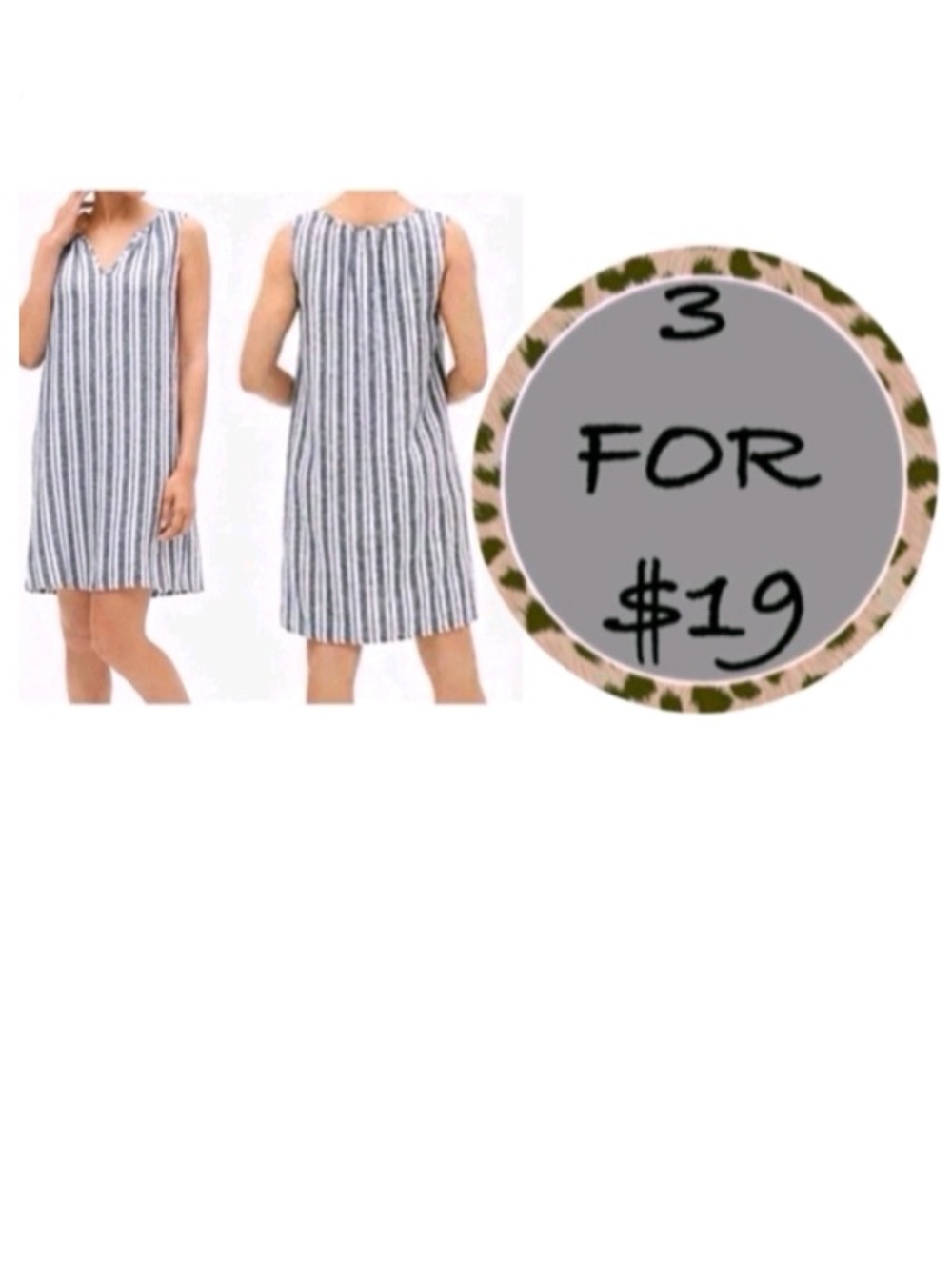3/$19 Gap Navy striped Linen Sleeveless tunic tank top Dress
